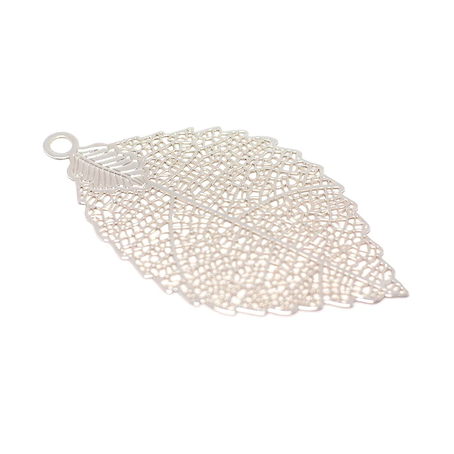 

5pcs Leaf Pendant,Silver Plated Brass Ovel Drop,54x29.75mm,Jewelry Necklace Making