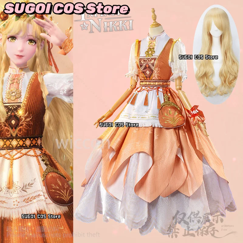 Infinity Nikki Косплей Костюм The Wind Of Hometown Оранжевое платье Лолиты Парик для аниме игры