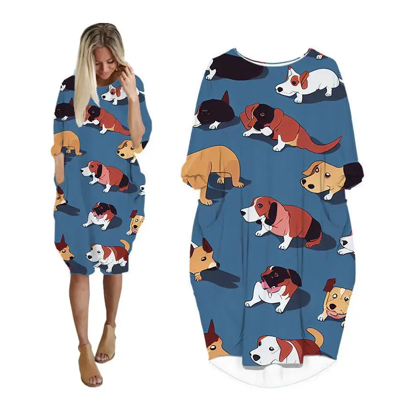 

Платья для женщин с карманами и длинным рукавом, повседневная женская одежда, модная женская одежда больших размеров, женское платье средне...