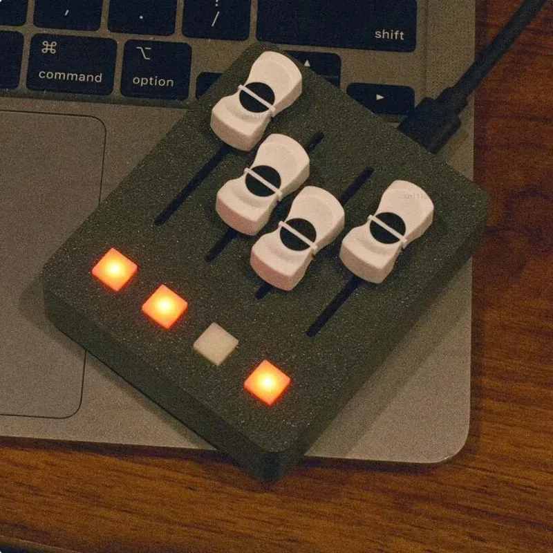 Фото Контроллер MIDI EM-PO2 – 4 фейдера + 4 кнопки для цифровой аудио-рабочей станции, создания музыки и управления потоковой передачей №3