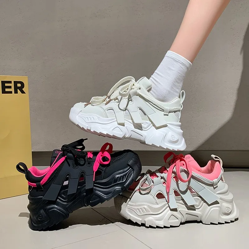 

Women Platform Sneakers Sping Breathable Mesh Chunky Casual Dad Shoes Sports Vulcanized Shoes Woman Colorful Female Sneakers