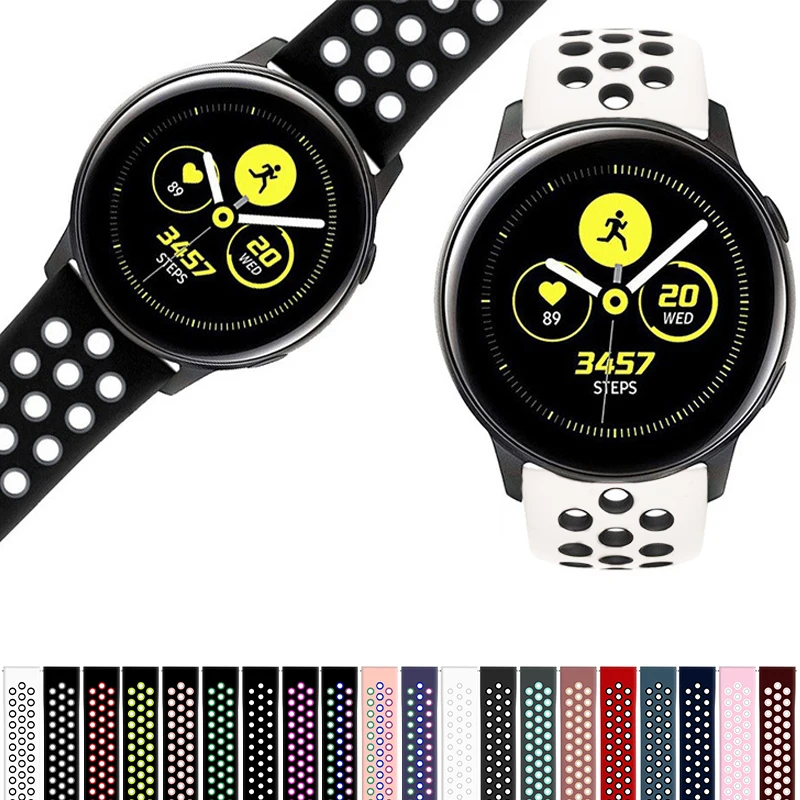 

20mm/22mm band for Samsung Galaxy watch 3/46mm/42mm/Active 2/Gear s3 Frontier silicone bracelet Huawei watch GT/2/2E/Pro strap