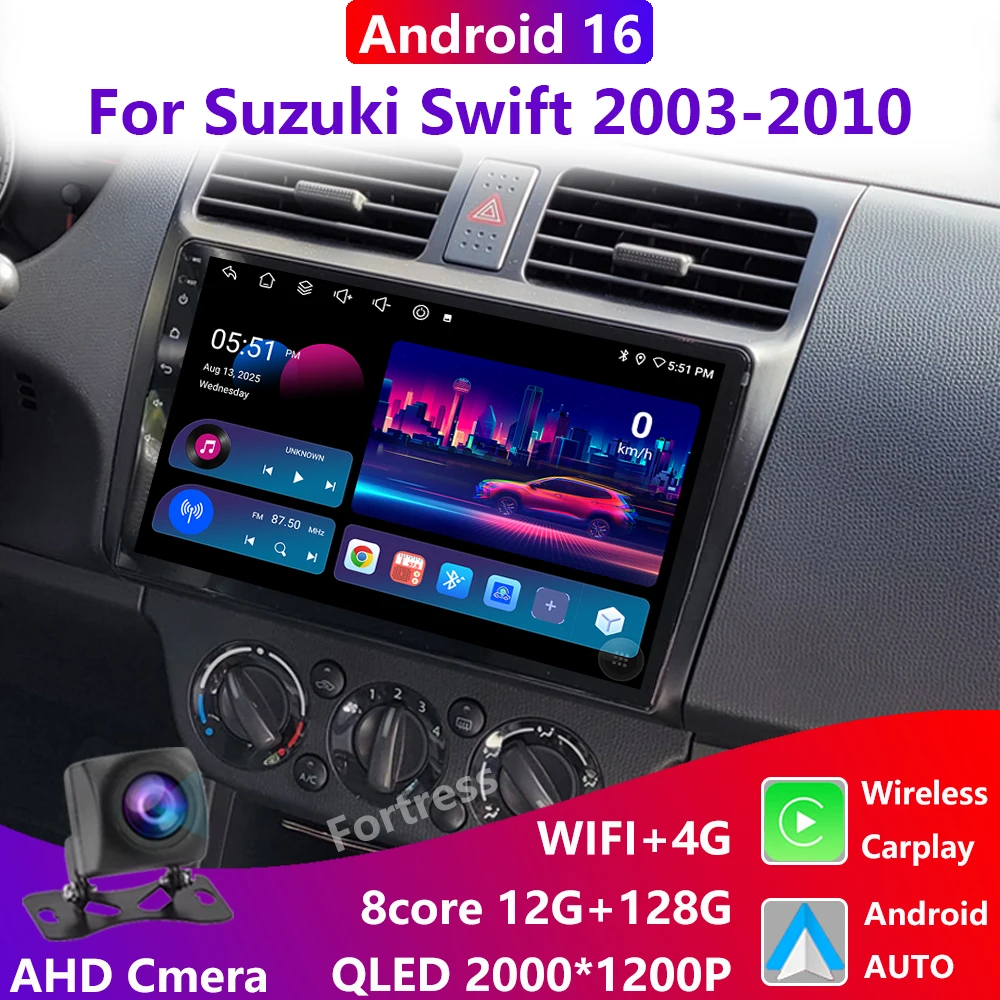 Фото Автомобильный радиоприемник Android для Suzuki Swift 2003-2019, автонавигация, GPS, головное устройство, мультимедийный видеоплеер, 4G Carplay 2din DVD №1