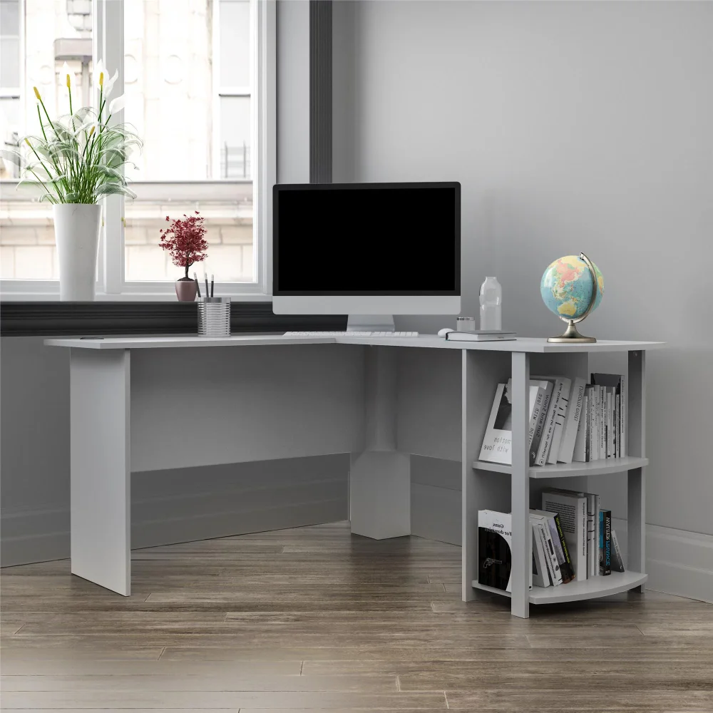 

Dominic L Desk with Bookshelves, MDF,Paper,PB