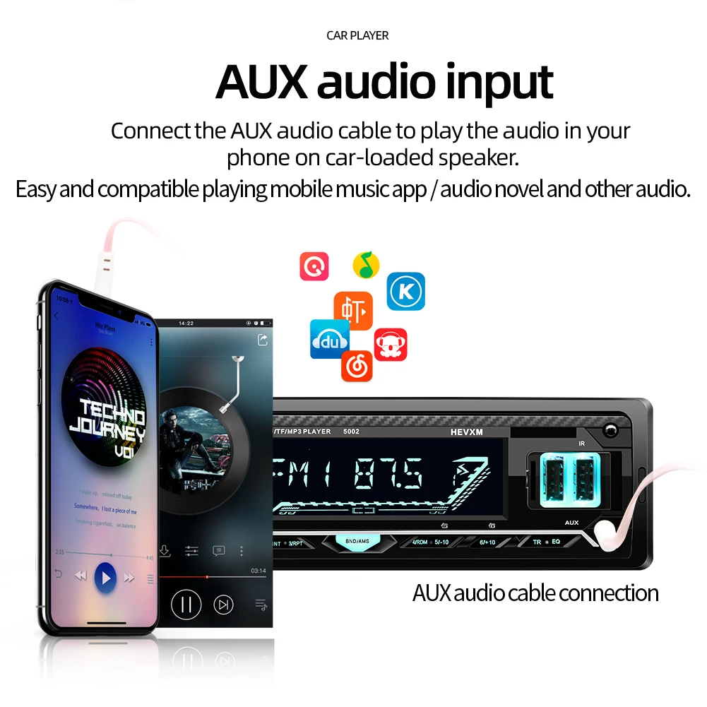 Автомобильный радиоприемник 1 DIN Bluetooth FM Аудио плеер стерео музыка звонки Громкая