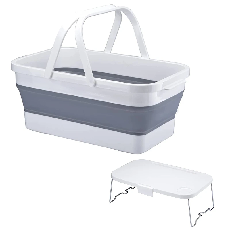 

Пластиковая Складная корзина для хранения с ручкой и крышкой, органайзер для закусок и еды, для улицы, путешествий, кемпинга, портативная Ко...