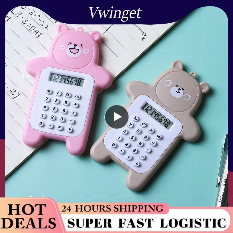 

With Silicone Pressing Buttons Cute Creative Mini Calculator Hangable Scientific Calculator Cartoon Calculator Battery Powered