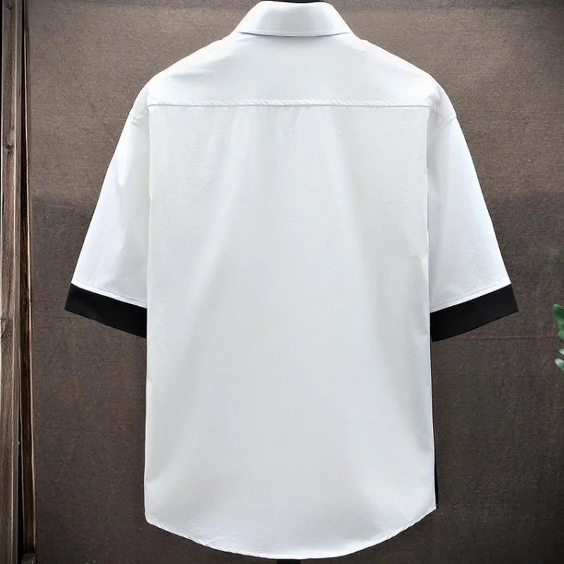 2022 New Men's Short Sleeve Shirt Summer Japanese All-match Teenagers Loose And Handsome Five Sleeve Casual Korean Fashion Shirt