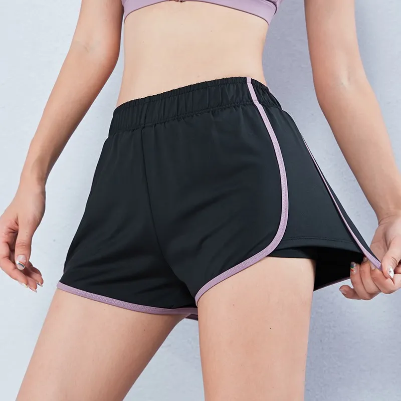 Yoga Shorts Women's 2 in 1 Sports Shorts Workout Running Jogging Pant Summer Breathable Gym Fitness Training Shorts with Lining