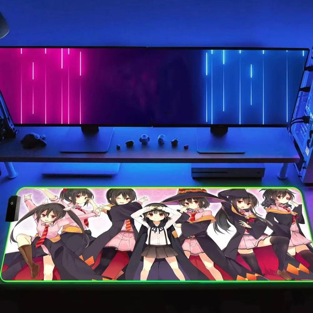 Large Gaming Compute Tapete Para Escritorio Pad K_konoSuba RGB Rubber Mouse With LED Lamp Mechanical Gamer Keyboard Mat