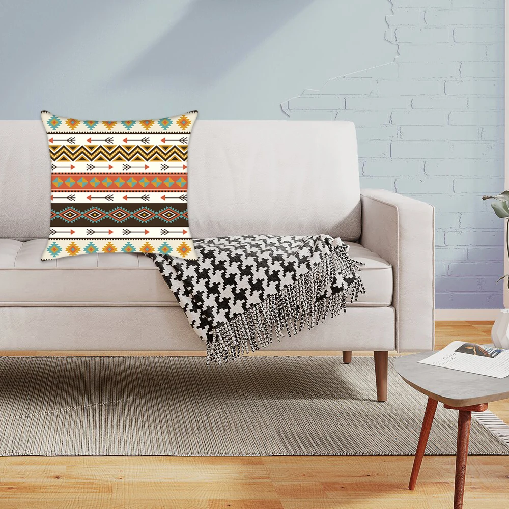 Африканский чехол для подушки с полосами для домашнего декора, народный юго-западный чехол для подушки с принтом ацтеков, этнический племенной бросок 45х45 см.
