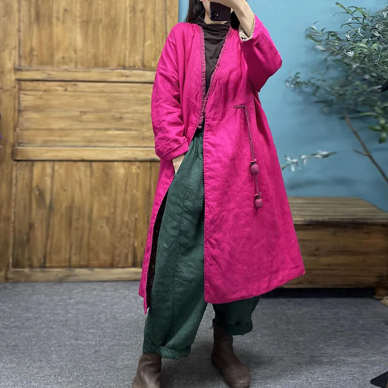 Зимний высококачественный льняной однотонный традиционный классический