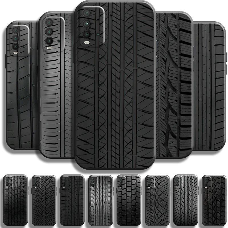 

Wheel Tyre Tread Stripe Black For Xiaomi Redmi 9T Phone Case Soft Shell Cases Funda Back Carcasa Shockproof Full Protection