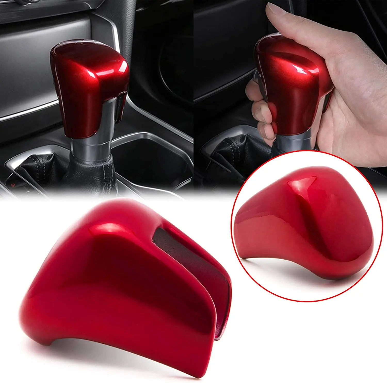 

Sporty Red ABS Interior Gear Shift Knob Hard Cover Molding Trim For Honda Accord 2018-2021