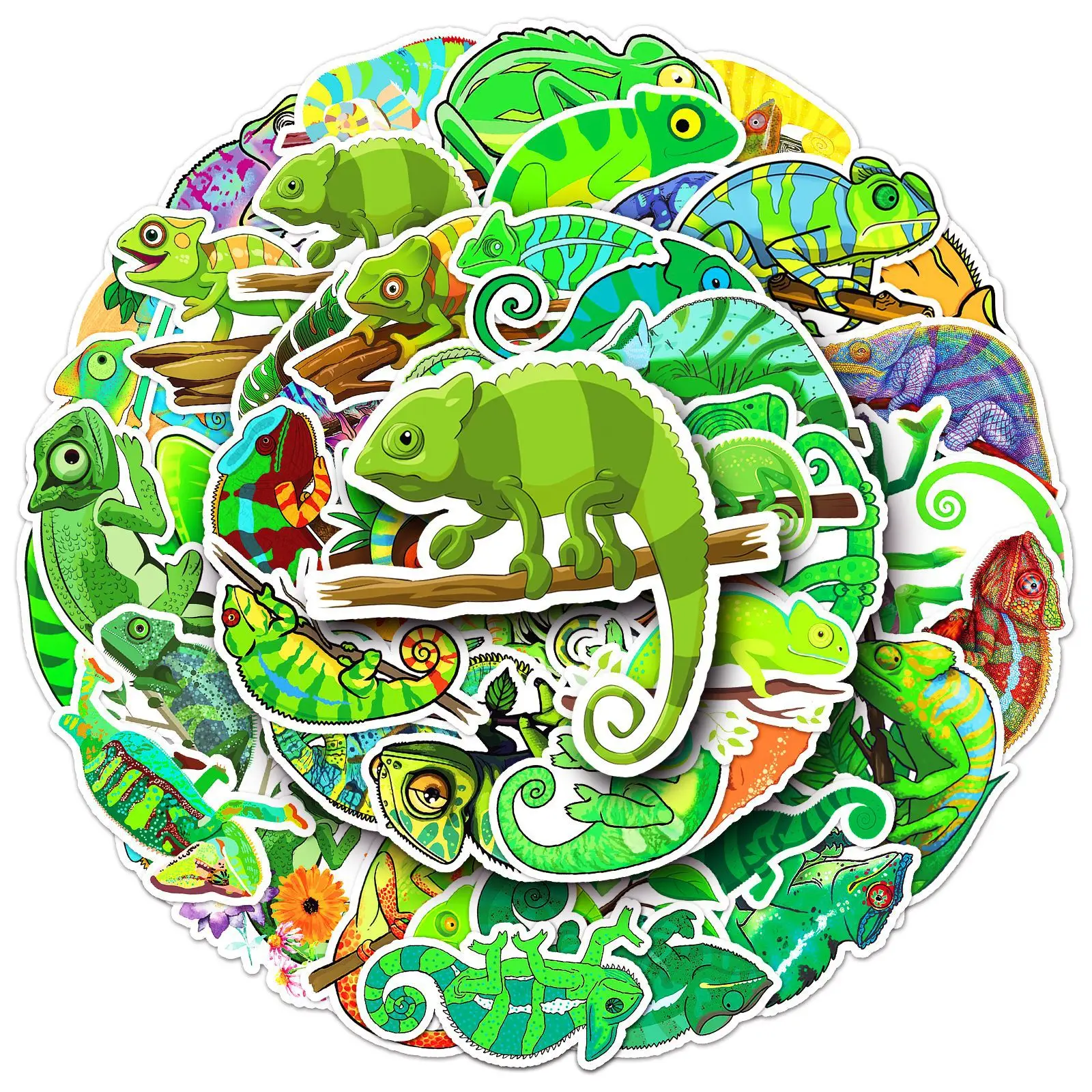

50PCS Chameleon Graffiti Sticker Kawaii Animal Decoration Phone Case Notebook Cup Suitcase Sticker Waterproof