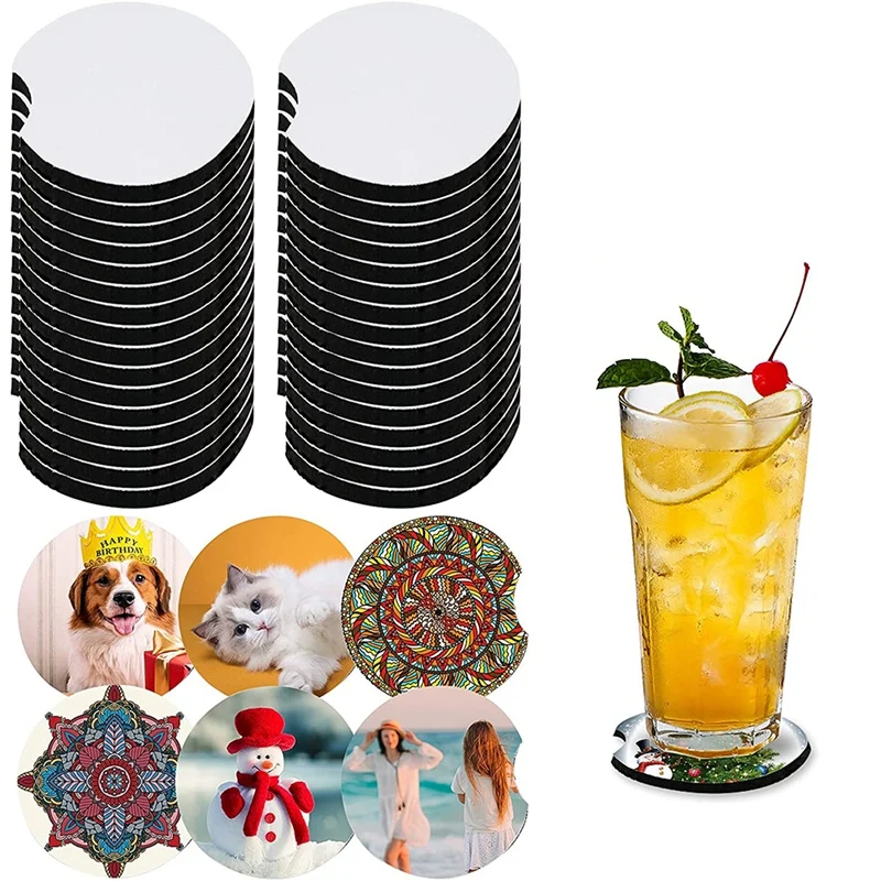 

Sublimation Cup Coasters Blanks 32 Pack,2.75 Inch Sublimation Blank Cup Mat Heat Transfer Rubber Coaster Cup Coaster