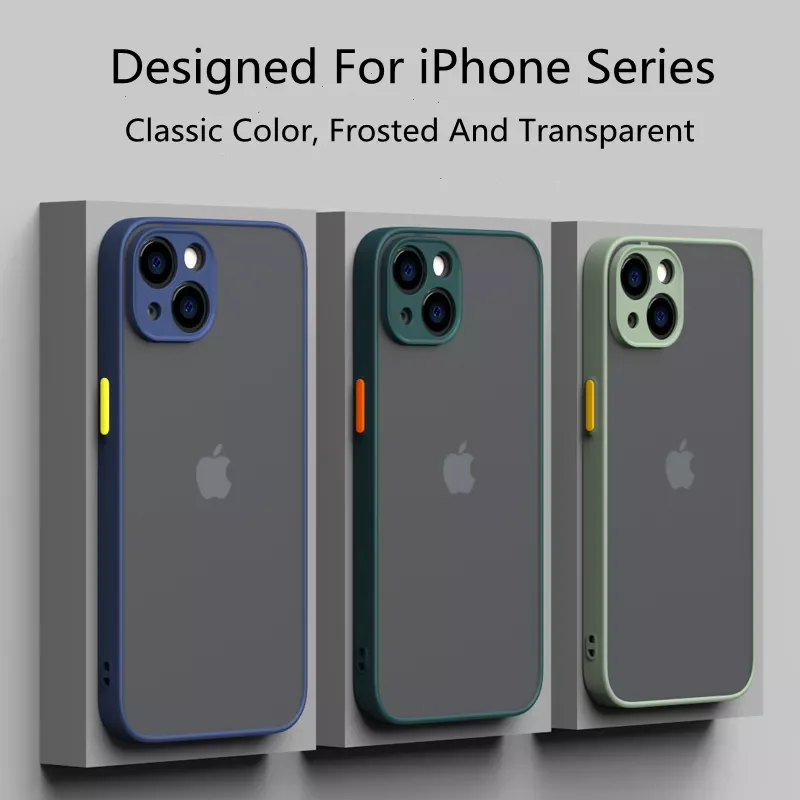 

Matte Transparent Phone For iPhone 13 12 11 Pro Xs Max XR X 6 7 8 Plus SE Mini Silicone Clear Hard PC Back Cover