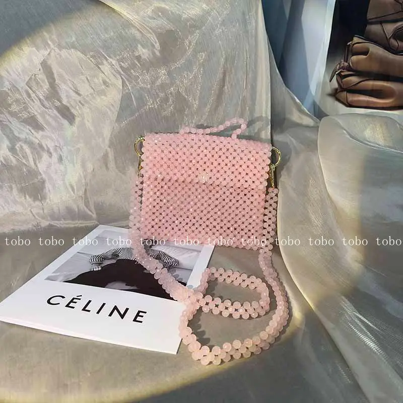 Летняя плетеная дамская сумочка из желе и бисера в французском стиле ярких