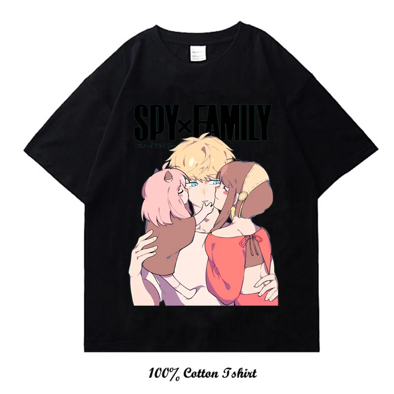 

Футболка мужская оверсайз с графическим принтом, Повседневная рубашка с принтом семейства шпионов и японского аниме, уличная одежда с круг...