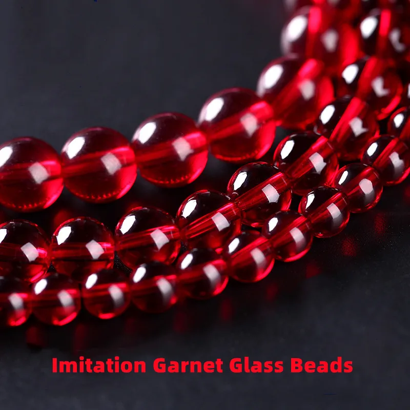 

4-12mm Imitation Garnet Glass Beads Loose Beads High-Fidelity Wine Red Glass Beads Diy Beaded Semi-Finished Products With Beads