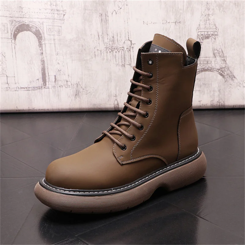 

Newest Casual Shoes Autumn High Men Tops Shoes ankle boots Motorcycle boots Chaussure Homme