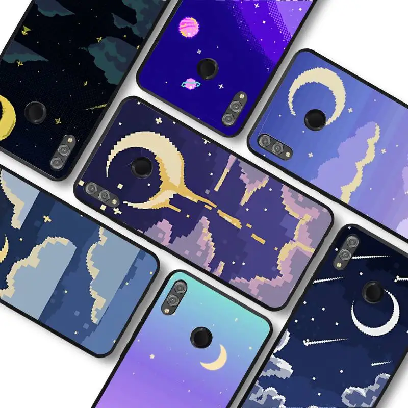 

Pixel Moon Starry Night Phone Case for Huawei Honor 10 i 8X C 5A 20 9 10 30 lite pro Voew 10 20 V30