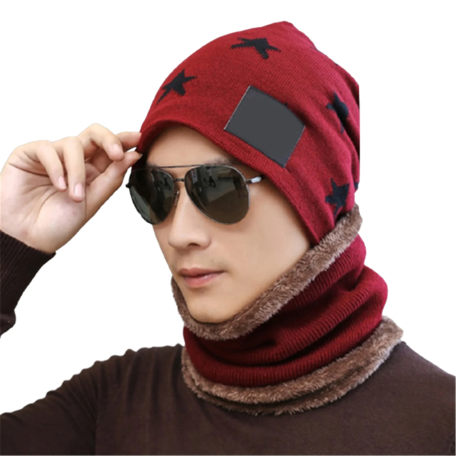 

Men/Boys Winter Hats And Neck Scarf Set Windproof Winter Outdoor Ski Fishing Cycling Wearing