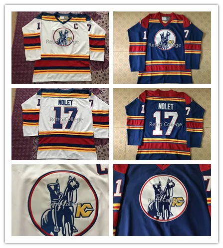 

#17 SIMON NOLET 1 DENIS HERRON 9 WILF PAIEMENT KANSAS CITY SCOUTS Ice Hockey Jersey White Throwback Embroidery Stitched