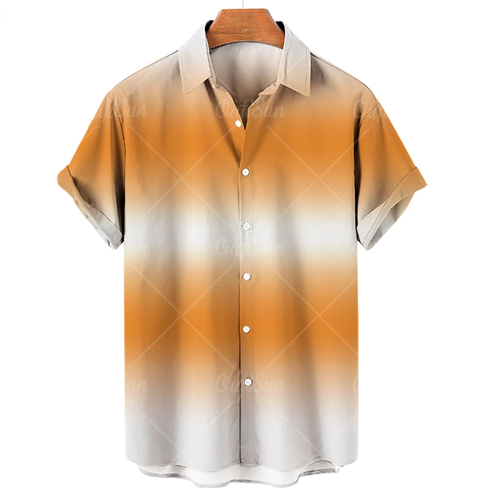 

Summer Impressive 3D Printed Color Pattern Short Sleeve Shirt Fashion Hawaiian Mens Gentleman Design Casual