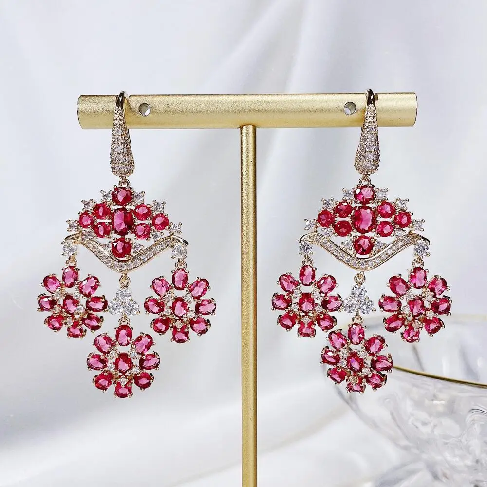 

SENYU Luxury Flower Dangle Wedding Cubic Zirconia Earrings Fashion Women Jewelry Charm Anniversary Drop Earring