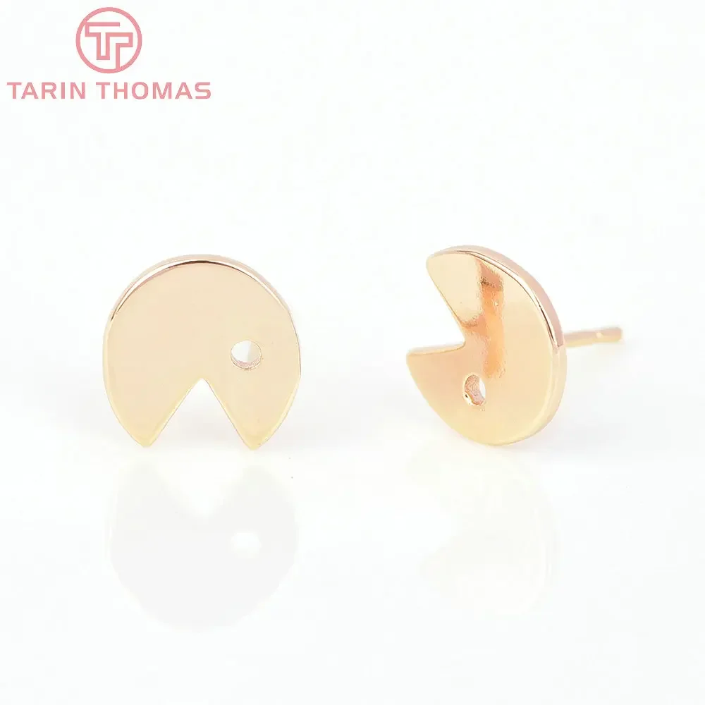 (7432) 6 шт. 9 7x9 5 мм 24-каратного золота латунные полукруглые серьги-гвоздики с рыбьей