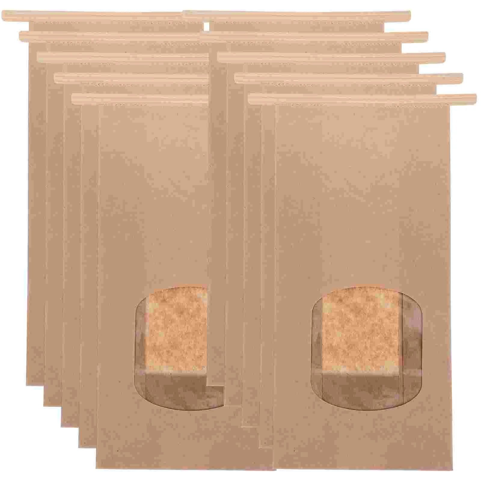 

Kraft Paper Bread Bag Packing Bags Multi-function Treat Clear Window Cookie Household Bakery Holders Convenient