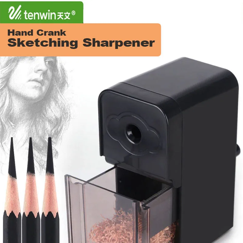 Pencil Sharpener Hand Crank with Container Professional for Artist Student Painting Drawing