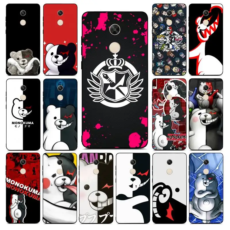 

YNDFCNB Cute Kumamon Danganronpa Monokuma Phone Case for Redmi Note 8 7 9 4 6 pro max T X 5A 3 10 lite pro