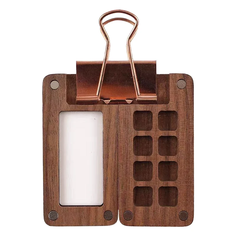 Переносная дорожная деревянная палитра акварельных красок ручной работы 8 ячеек