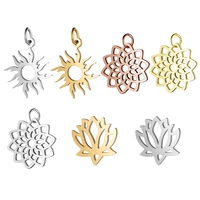 5pcs stainless steel lotus charms polished sunflower gold plated pendant handmade diy necklace earrings jewelry making supplies