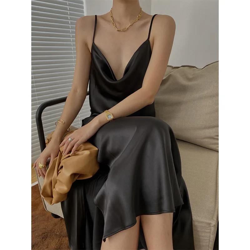 

Satin Dress Women's Graceful and Fashionable Base Dress French Suspender Dress Womens Formal Dresses