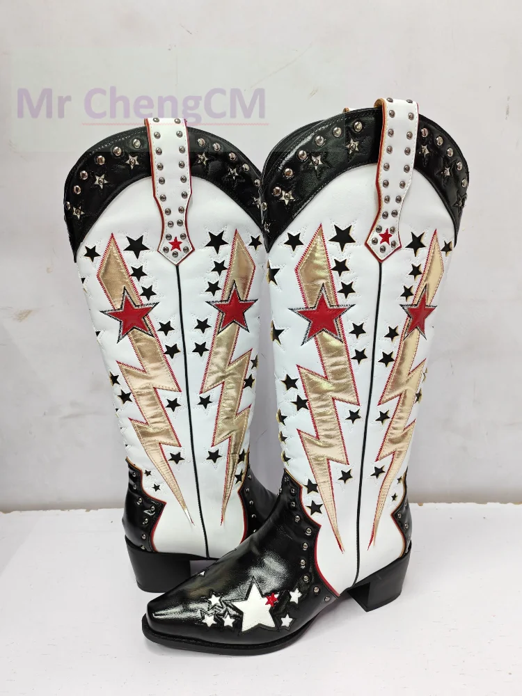 Женские высокие Ковбойские Сапоги до колена в западном стиле женские