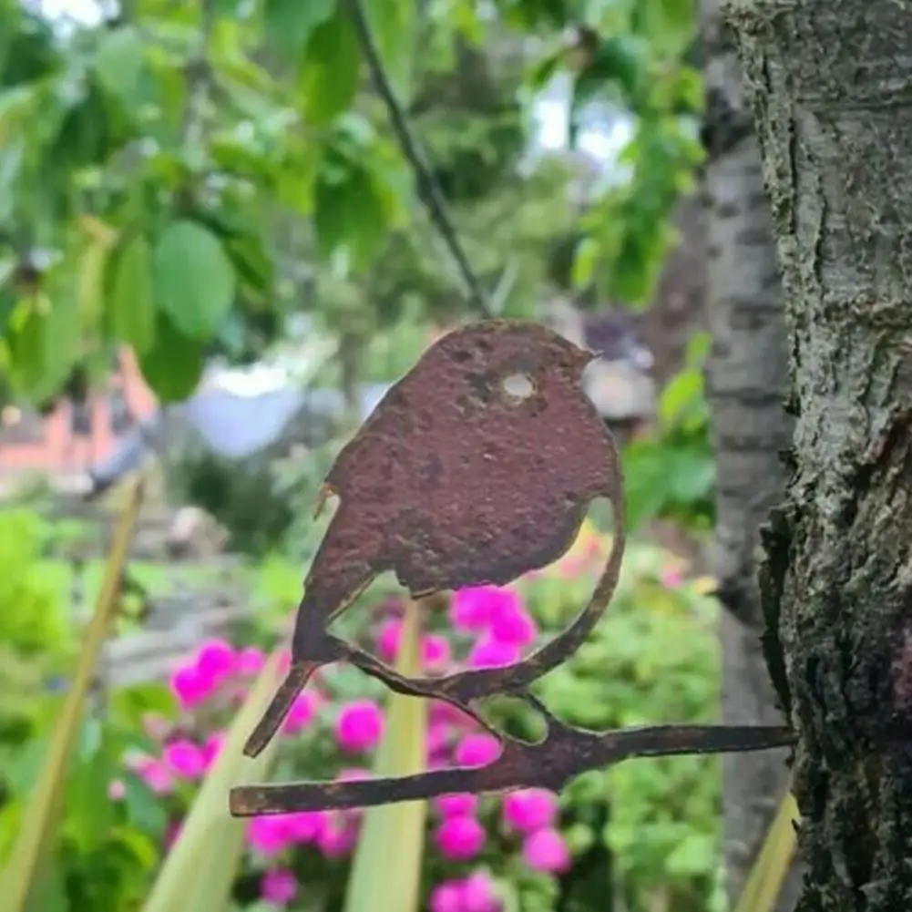 

Металлическая мини-птица Robin, художественное силуэтное украшение, Изысканная модель, железная садовая стойка, украшение для искусства, T7O9