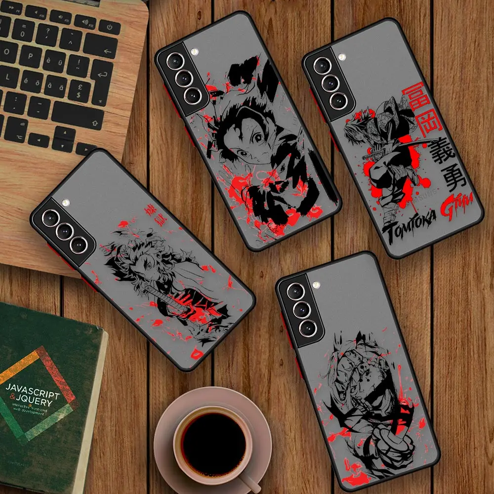 

Japan Anime Demon Slayer Kimetsu Phone Case For Samsung Galaxy S22 S21 S20 FE Ultra S10 S10E S9 S23 Lite Plus Matte Cover Fundas