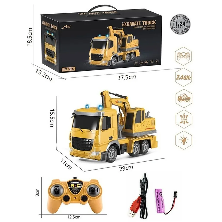 

1:24 6CH RC Excavator Trucks Remote Control Engineering Truck Electric Vehicle for Adults Boys Kids Hot Toys Birthday Xmas Gift