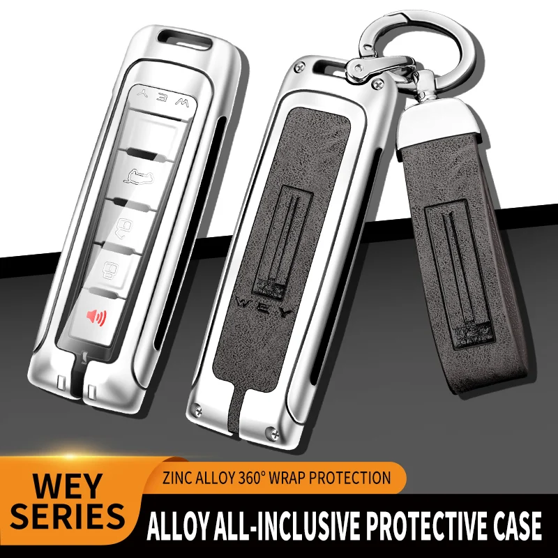

Zinc Alloy Leather Car Intelligent Control Key Case Shell Holder Protector For Great Wall Wey Auto Keychain Interior Accessories