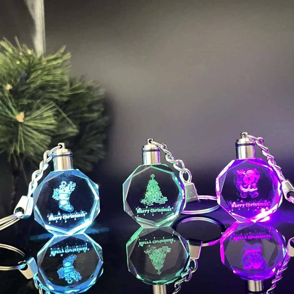 Рождественские украшения брелок со светодиодной подсветкой 7 цветов кристалл