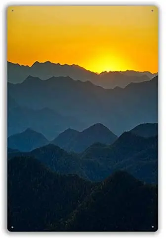

Personalized Custom Metal Sign Blue Ridge Parkway Mountains Ridges Layers Sunset Appalachian Scenic