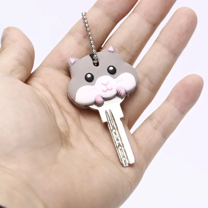 

1Pc Cartoon Silicone Animal Key Cover Cap PVC Soft Dog Cat Key Holder Key Chain For Girl Women Trinket Gift Key Accessories
