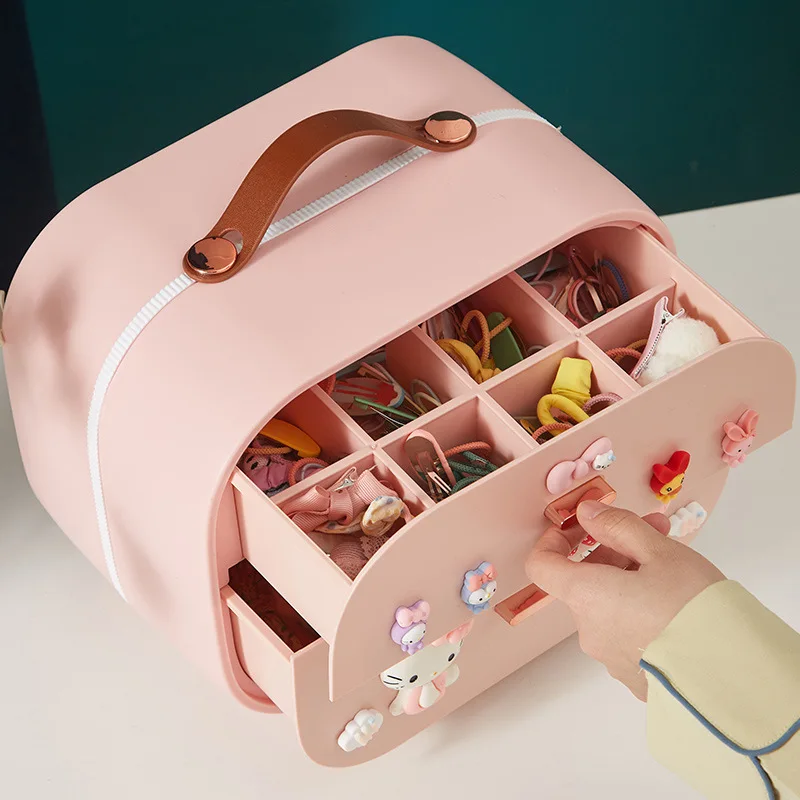 Cartoon Children Headwear Storage Box Girls Baby Jewelry Box Cute Hair Band Multi-layer Necklace Earrings Jewelry Box Organizer