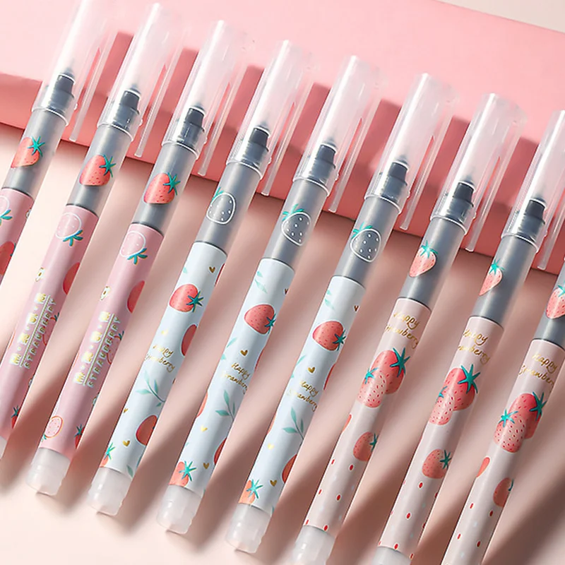 

Straight liquid quick-drying roller ball pen 12 boxed gel pen signature pen cartoon creative 0.5mm water pen wholesale