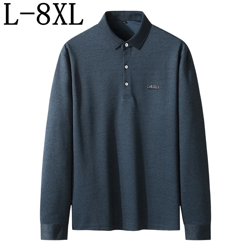 

Рубашка-поло мужская с длинным рукавом, деловая блуза свободного покроя, большие размеры 8XL 7XL, 6XL, осень 2023