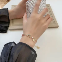 clear zircon moon star bracelet for women gold color chain bangles pearl beads bracelets bangles men fashion jewelry girl gift