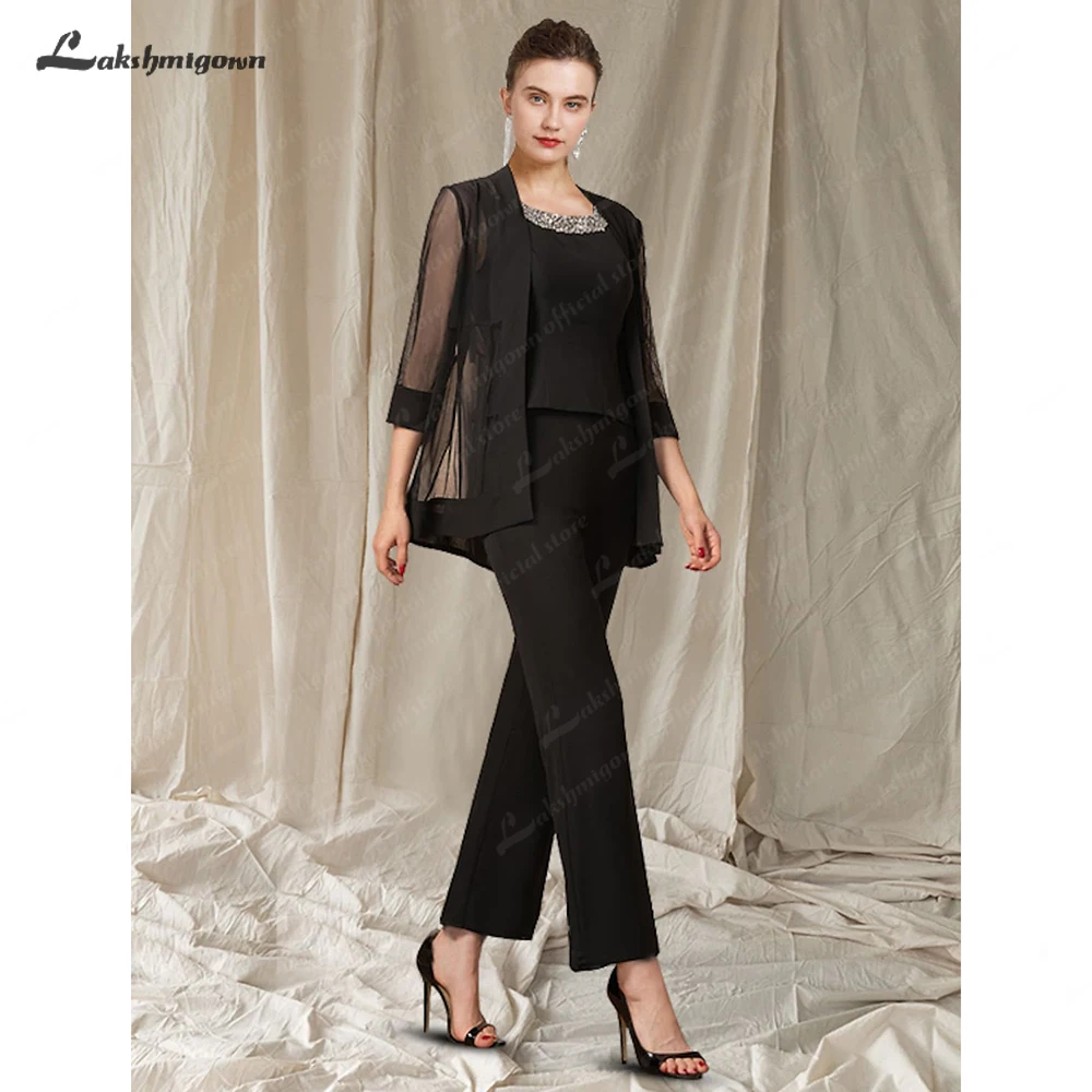 

Женское платье-трапеция из двух частей, элегантное шифоновое кружевное платье до середины икры для матери невесты без рукавов, с блестками, 2023